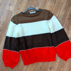 MISSLOOK women's multi colored sweater with balloon sleeves Size M